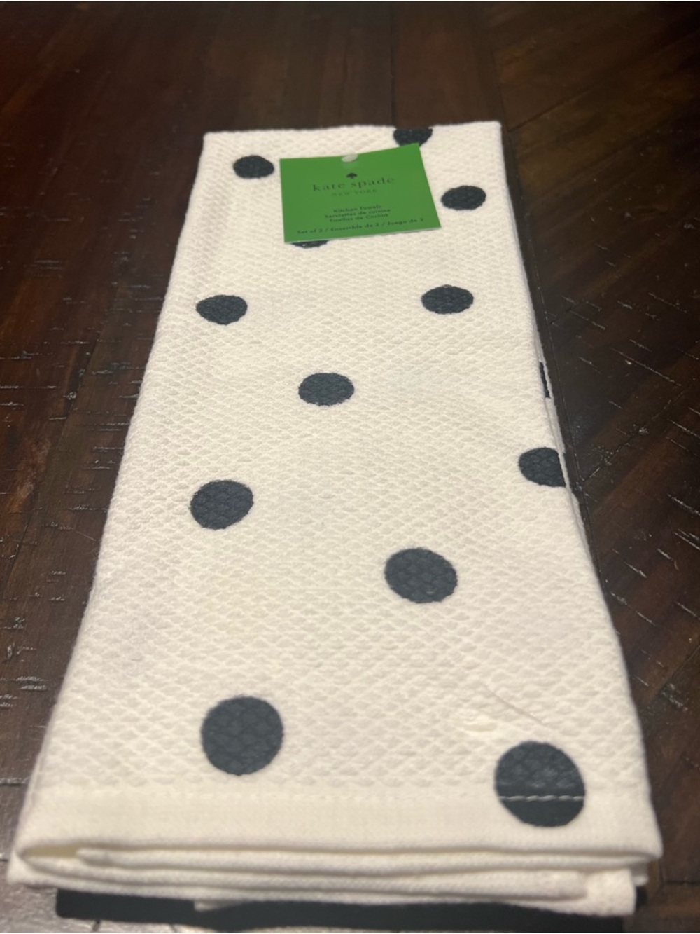 Kate Spade New York Polka Dots White & Black Kitchen Towels Set of 2